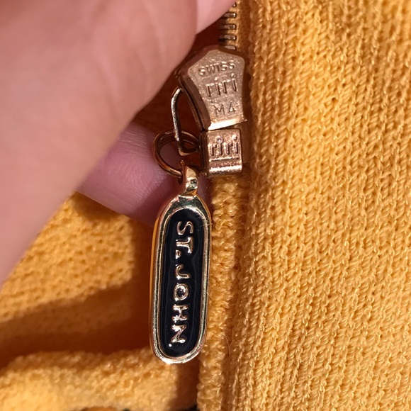 Vtg St. John Collection Marie Gray bright yellow woven zip up blazer type jacket - Picture 10 of 13